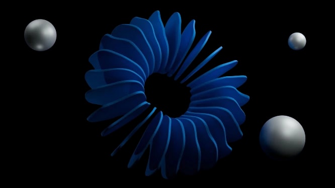 An abstract illustration of a model being trained on examples.