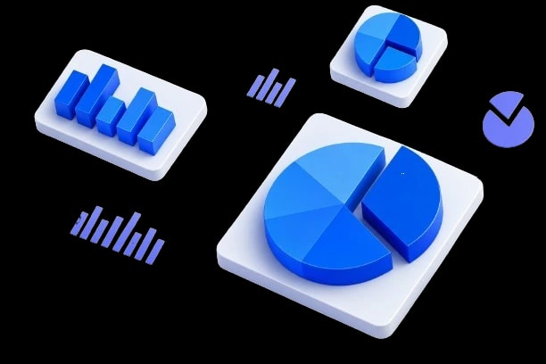 Charts and figures on a dashboard.